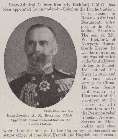 Rear-Admiral A K Bickford, CMG, appointed Commander-in-Chief on the Pacific Station by English Photographer