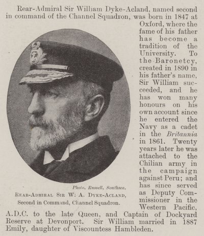 Rear-Admiral Sir W A Dyke-Acland, Second in Command, Channel Squadron by English Photographer