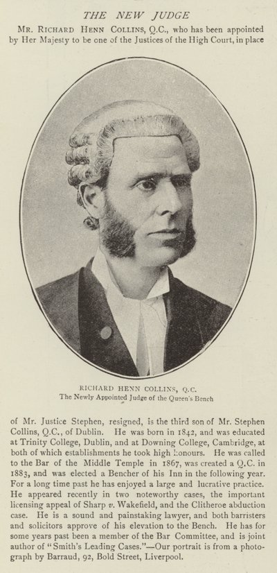Richard Henn Collins, QC by English Photographer