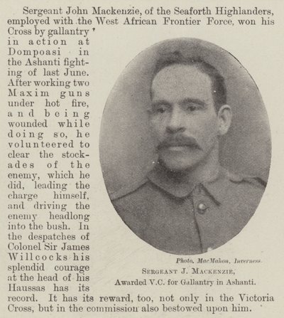 Sergeant J Mackenzie, awarded VC for Gallantry in Ashanti by English Photographer