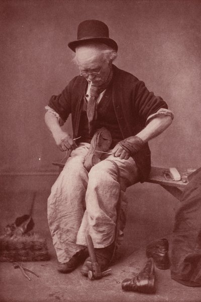 Shoemaker at Work by English Photographer