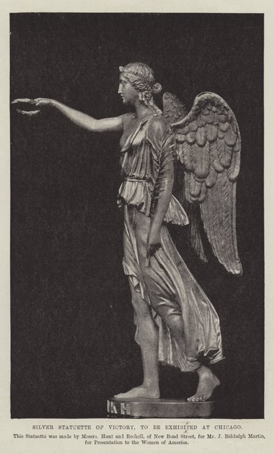 Silver Statuette of Victory, to be exhibited at Chicago by English Photographer