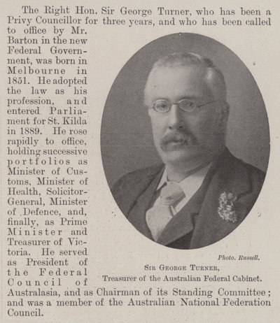 Sir George Turner, Treasurer of the Australian Federal Cabinet by English Photographer