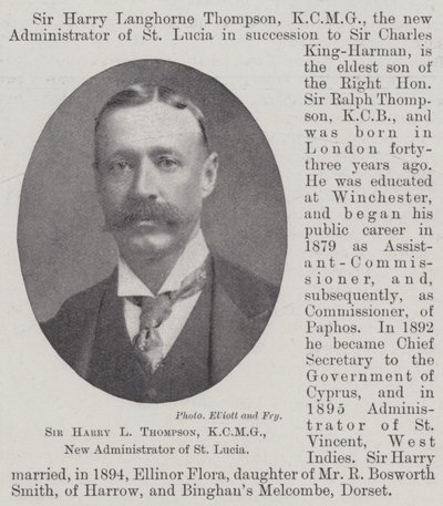 Sir Harry L Thompson, KCMG, New Administrator of St Lucia by English Photographer