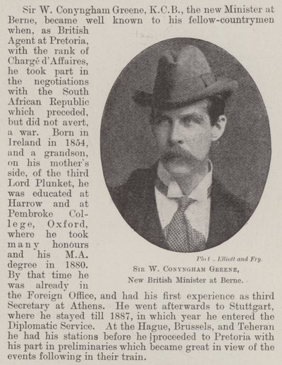 Sir W Conyngham Greene, New British Minister at Berne by English Photographer