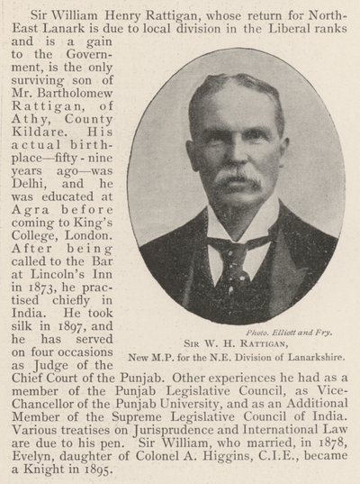 Sir W H Rattigan, New MP for the NE Division of Lanarkshire by English Photographer