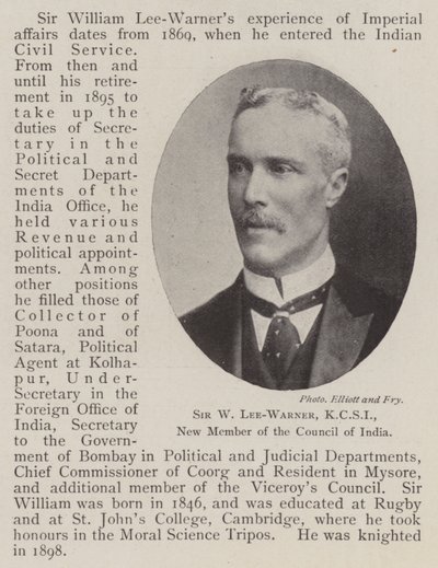 Sir W. Lee-Warner, KCSI, New Member of the Council of India by English Photographer