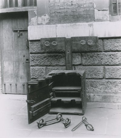 Stocks and Shackles on Display at Newgate Prison by English Photographer