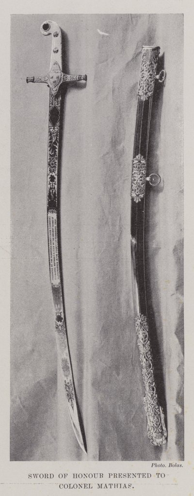 Sword of Honour presented to Colonel Mathias by English Photographer