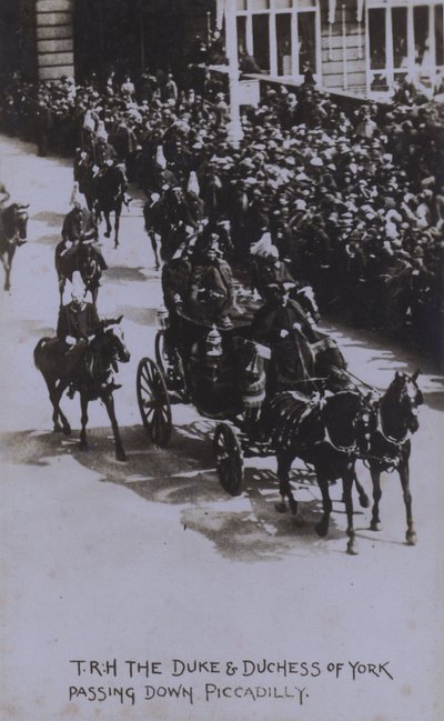 TRH The Duke and Duchess of York passing down Piccadilly by English Photographer