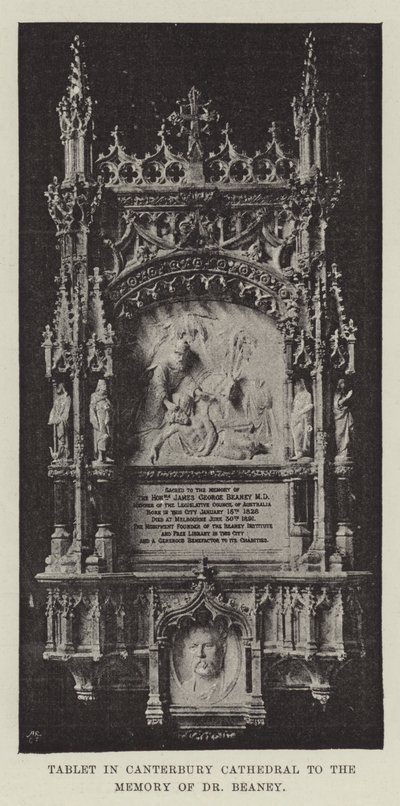 Tablet in Canterbury Cathedral to the Memory of Dr Beaney by English Photographer