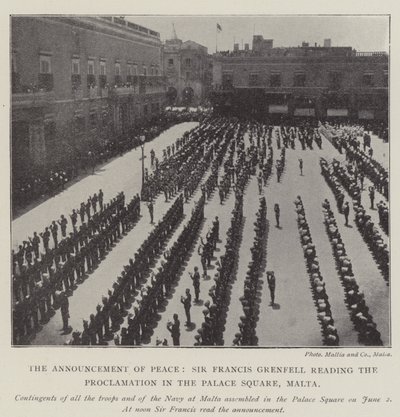 The Announcement of Peace, Sir Francis Grenfell reading the Proclamation in the Palace Square, Malta by English Photographer