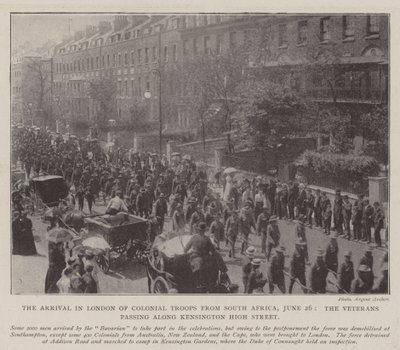 The Arrival in London of Colonial Troops from South Africa, 26 June, the Veterans passing along Kensington High Street by English Photographer