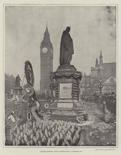 The Beaconsfield Statue, Westminster, on Primrose Day by English Photographer