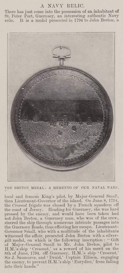 The Breton Medal, a Memento of Our Naval Wars by English Photographer