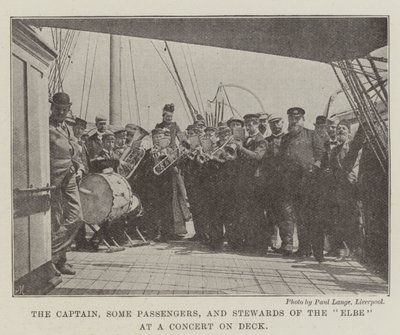 The Captain, Some Passengers, and Stewards of the Elbe at a Concert on Deck by English Photographer