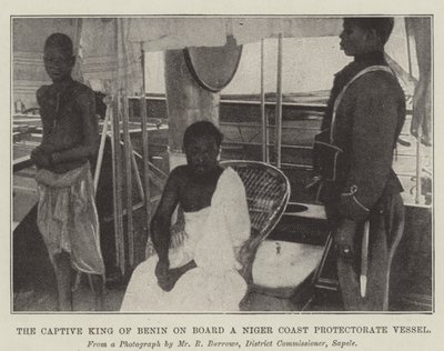 The Captive King of Benin on Board a Niger Coast Protectorate Vessel by English Photographer