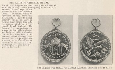 The Chinese War Medal for German Soldiers, designed by the Kaiser by English Photographer