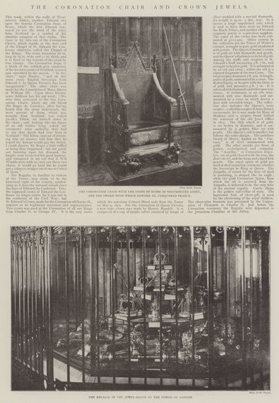 The Coronation Chair and Crown Jewels by English Photographer
