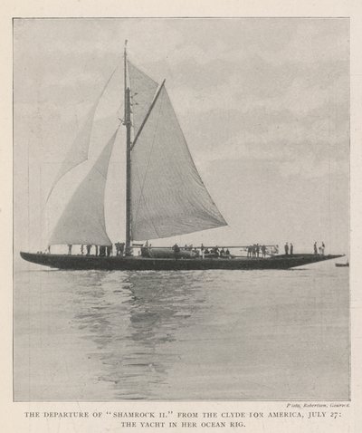 The Departure of Shamrock II from the Clyde for America, 27 July, the Yacht in her Ocean Rig by English Photographer