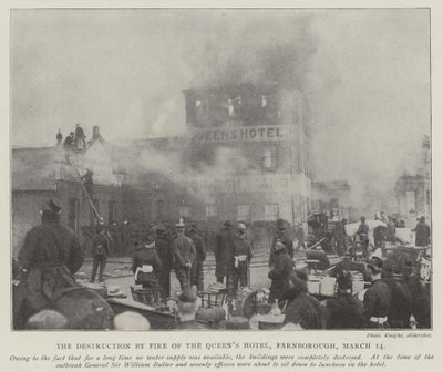 The Destruction by Fire of the Queens Hotel, Farnborough, 14 March by English Photographer