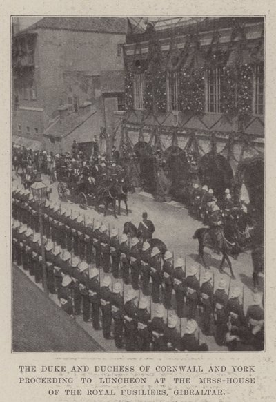 The Duke and Duchess of Cornwall and York Proceeding to Luncheon at the Mess-House of the Royal Fusiliers, Gibraltar by English Photographer