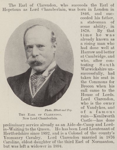 The Earl of Clarendon, New Lord Chamberlain by English Photographer