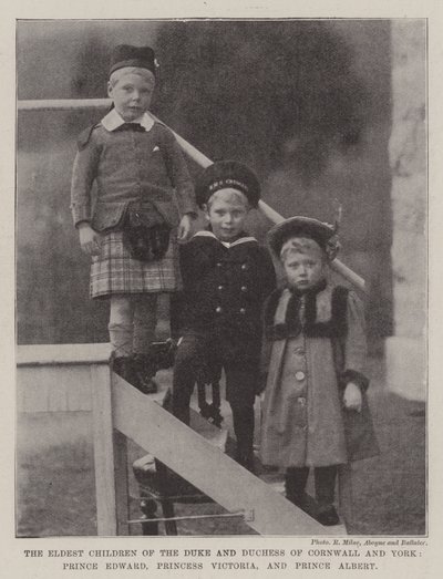 The Eldest Children of the Duke and Duchess of Cornwall and York, Prince Edward, Princess Victoria, and Prince Albert by English Photographer