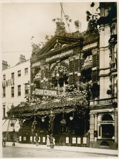 The Empire Theatre, Leicester Square, London, decorated for Queen Victoria