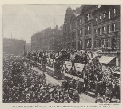 The Formal Starting of the Corporation Electric Cars at Manchester on 6 June by English Photographer