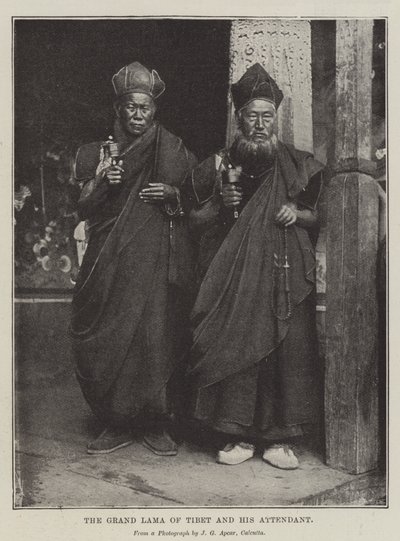 The Grand Lama of Tibet and His Attendant by English Photographer