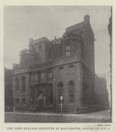 The John Rylands Institute at Manchester, opened on 6 October by English Photographer