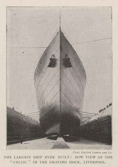The Largest Ship ever built, Bow View of the Celtic in the Graving Dock, Liverpool by English Photographer