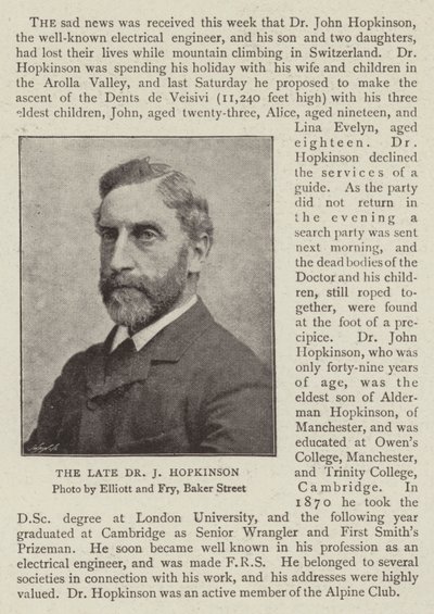 The Late Dr J Hopkinson by English Photographer