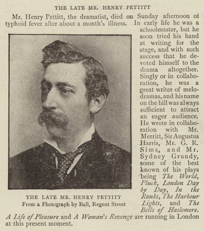 The Late Mr Henry Pettitt by English Photographer