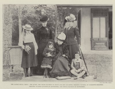 The Latest Royal Group, the Queen, the Grand Duchess of Hesse and Her Daughter, Princess Victoria of Schleswig-Holstein, Princess Victoria, Eugenie of Battenberg, and Prince Maurice of Battenberg by English Photographer