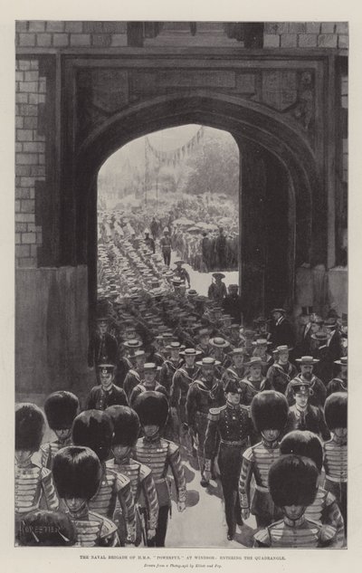 The Naval Brigade of HMS Powerful at Windsor, entering the Quadrangle by English Photographer