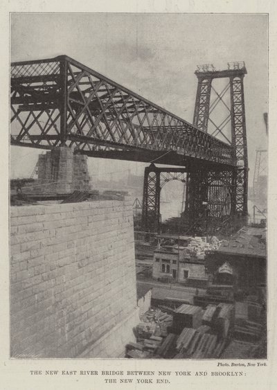 The New East River Bridge between New York and Brooklyn, the New York End by English Photographer