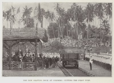 The New Graving Dock at Colombo, Cutting the First Turf by English Photographer