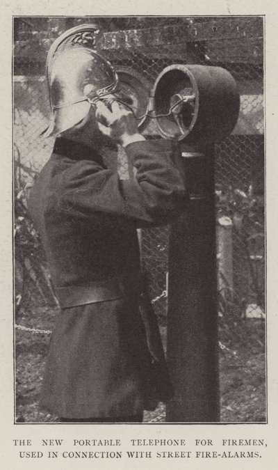 The New Portable Telephone for Firemen, used in Connection with Street Fire-Alarms by English Photographer