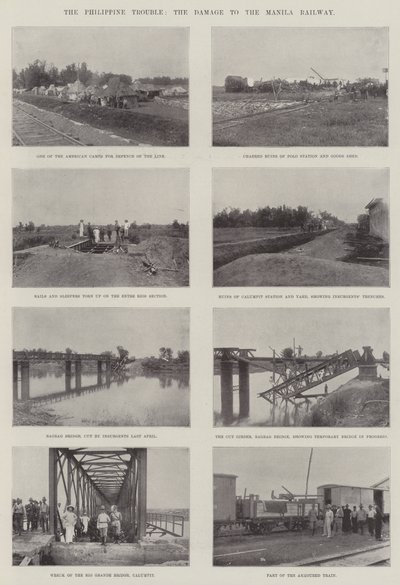 The Philippine Trouble, the Damage to the Manila Railway by English Photographer