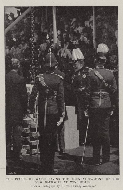 The Prince of Wales laying the Foundation-Stone of the New Barracks at Winchester by English Photographer