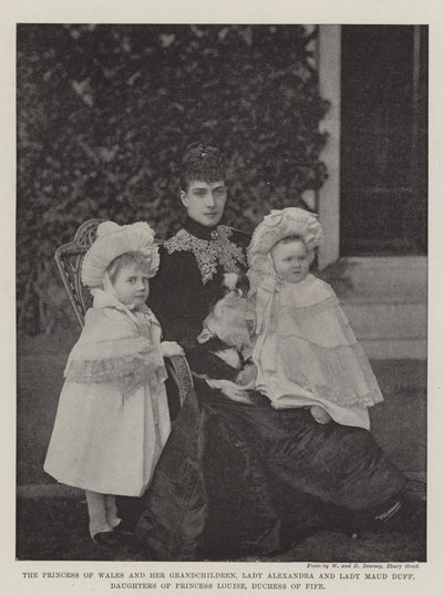 The Princess of Wales and her Grandchildren, Lady Alexandria and Lady Maud Duff, Daughters of Princess Louise, Duchess of Fife by English Photographer