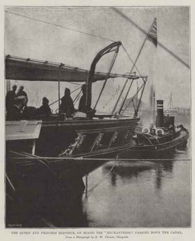 The Queen and Princess Beatrice, on Board the Enchantress, passing down the Canal by English Photographer