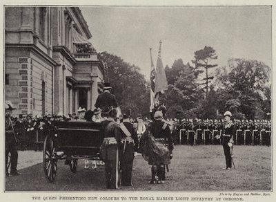 The Queen Presenting New Colours to the Royal Marine Light Infantry at Osborne by English Photographer