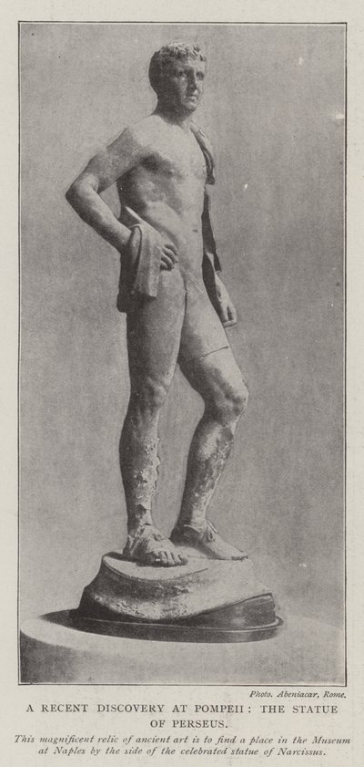 The Recent Discovery at Pompeii, the Statue of Perseus by English Photographer