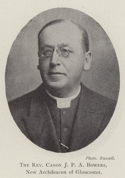 The Reverend Canon J P A Bowers, New Archdeacon of Gloucester by English Photographer