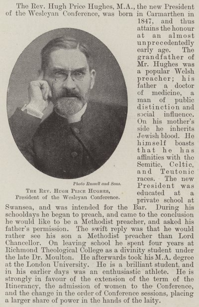 The Reverend Hugh Price Hughes, President of the Wesleyan Conference by English Photographer