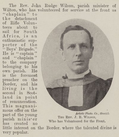 The Reverend J. R. Wilson, who has volunteered for the Front by English Photographer