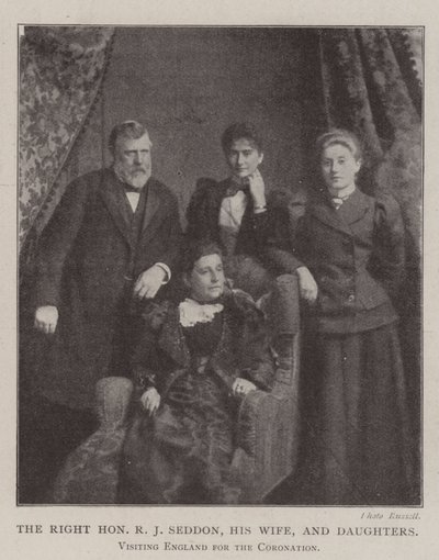 The Right Honourable R J Seddon, his Wife, and Daughters, visiting England for the Coronation by English Photographer